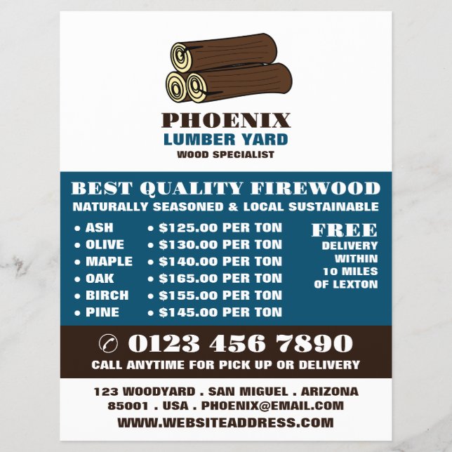 Trämoggar, lumber/timmer/trävarvsreklam reklamblad (Framsidan)