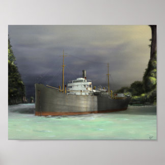 Tramp Steamer Nautical Art Poster