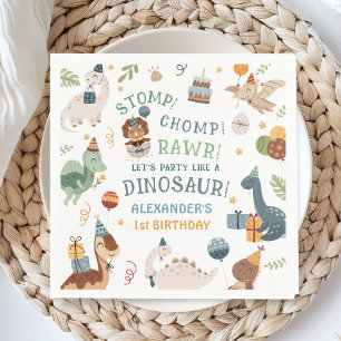 Trampa Chomp Rawr Dinosaur Pojke 1-årsdag Papperss Pappersservett
