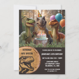 Trampa In På Dinosaurie Födelsedagsfest Inbjudningar