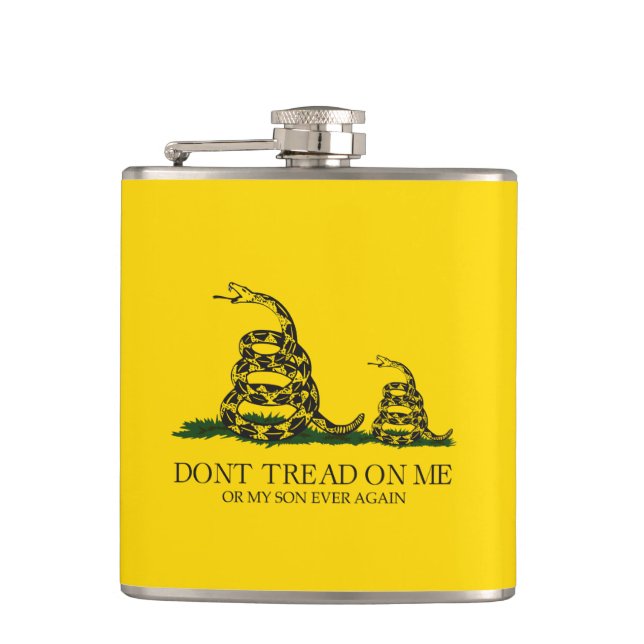 Trampa inte på mig eller min son Gadsden Flag Meme Fickplunta (Framsidan)
