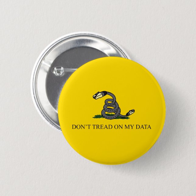 Trampa inte på mina data Gadsden-flagga parodi mem Knapp (Framsida & baksida)