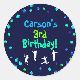 Trampolin eller Bounp Party Cupkaka Topper Runt Klistermärke