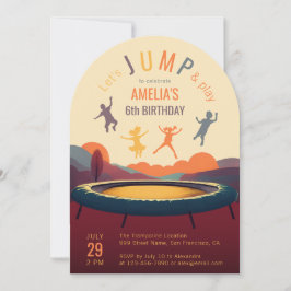 Trampolin Hopp och Lek Retro Barnkalas Födelsedags Inbjudningar