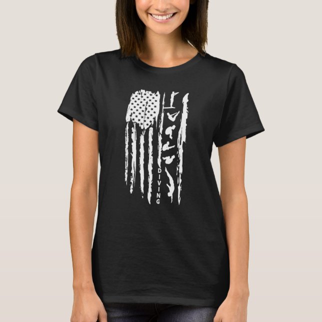 Trampolin & Plattform simhopp amerikansk flagga ak T Shirt (Framsida)