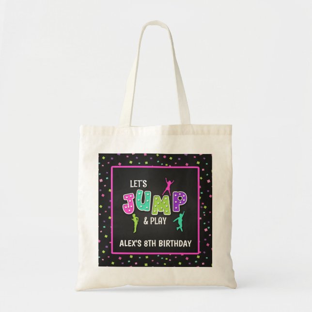 Trampoline Birthday Gift Tote Bag - Girl Tygkasse (Framsidan)