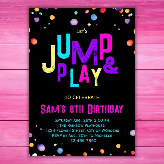 Trampoline Birthday-inbjudan Spela upp Party Inbjudningar (Skapare uppladdad)