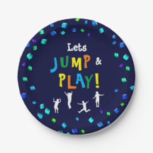 Trampoline eller Bounds Party Pappra Tallrikar