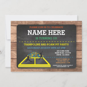 Trampoline Foam Pit Jump Party Birthday Roligt Inb Inbjudningar