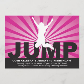 Trampoline Födelsedagsfest inbjudan för en flicka