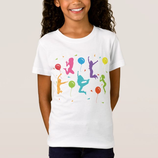 Trampoline Födelsedagsfest T-Shirt for Girls (Framsida)
