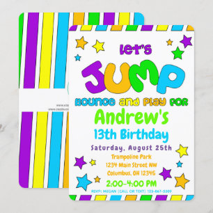 Trampoline Jump Park Party Inbjudningar