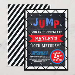 Trampoline Park Bounde Party Red White och Blue Inbjudningar