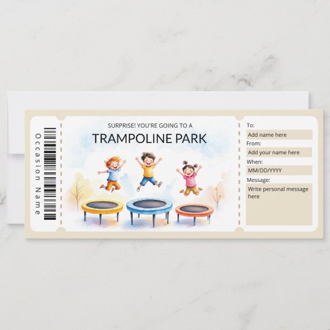 Trampoline Park Gift Certificate Template Inbjudningar (Framsida)