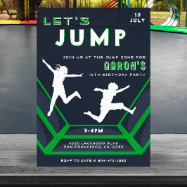 Trampoline Park Låt oss Födelsedagsfesten Jump Grö Inbjudningar