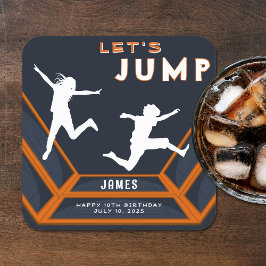 Trampoline Park Låt oss Födelsedagsfesten Jump Ora Underlägg Papper Kvadrat