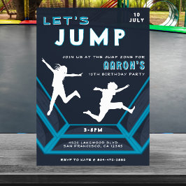 Trampoline Park Låt oss jump Blue-Födelsedagsfest Inbjudningar
