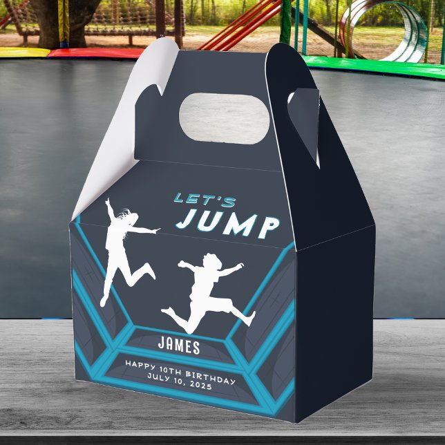 Trampoline Park Låt oss jump Blue-Födelsedagsfest Presentaskar (Trampoline Park Let's Jump Birthday Party Favor Boxes)