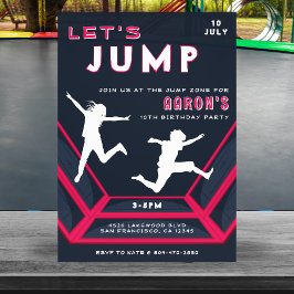 Trampoline Park Låt oss Jump Red Födelsedagsfest Inbjudningar