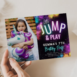 Trampoline Party-inbjudan för flickor   Jump Inbjudningar
