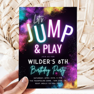 Trampolinepartisinbjudan Jump Party Inbjudningar