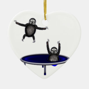 trampolining sloths julgransprydnad keramik
