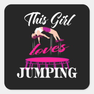 Trampolinor Gift Idea Women Jumping Fitness Fyrkantigt Klistermärke