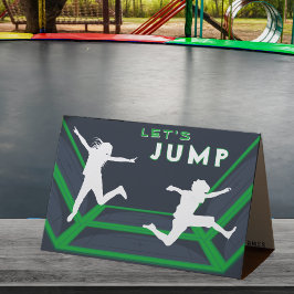Trampolinpark Låt oss hoppa grön födelsedagsfest Tack Kort