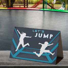 Trampolinpark Let's Jump Blue Födelsedagsfest Tack Kort