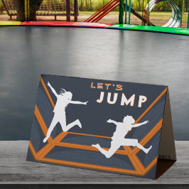 Trampolinpark Let's Jump Orange Födelsedagsfest Tack Kort