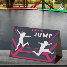 Trampolinpark Let's Jump Röda Födelsedagsfest Tack Kort