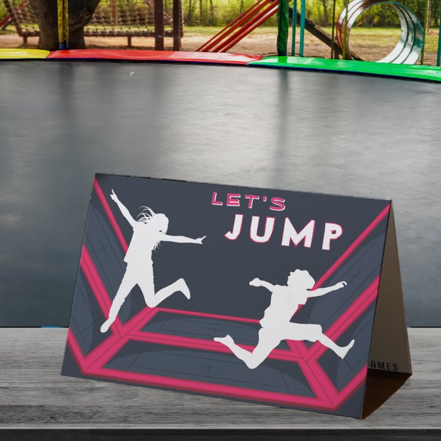 Trampolinpark Let's Jump Röda Födelsedagsfest Tack Kort (Trampoline Park Let's Jump Red Birthday Party Thank You Card
)