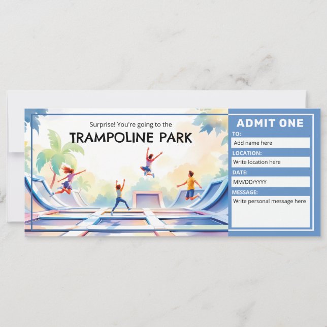 Trampolinpark - Studsmatta Biljett  Inbjudningar (Framsida)