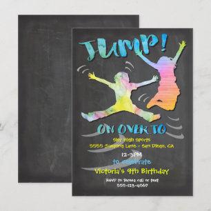 Trampolins Födelsedagsfest för pojke eller flicka Inbjudningar