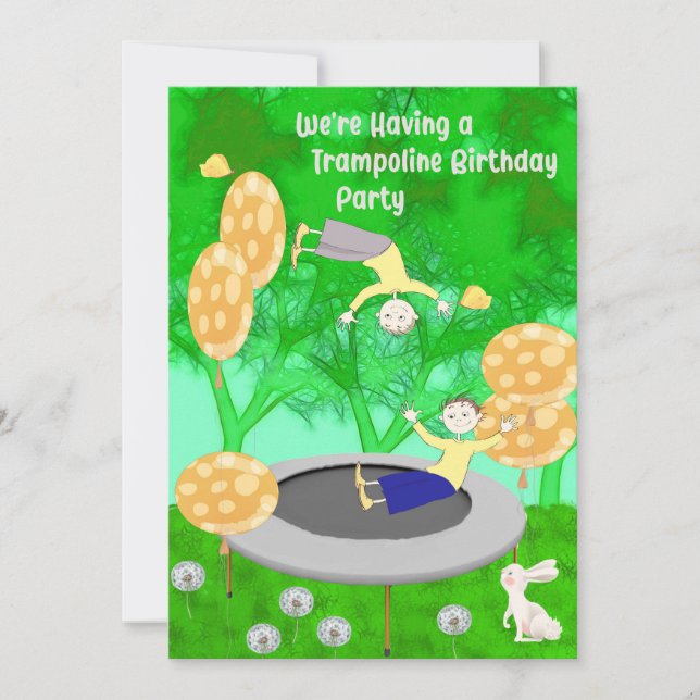 Trampolins Födelsedagsfest för Twin Boys Inbjudningar (Framsida)