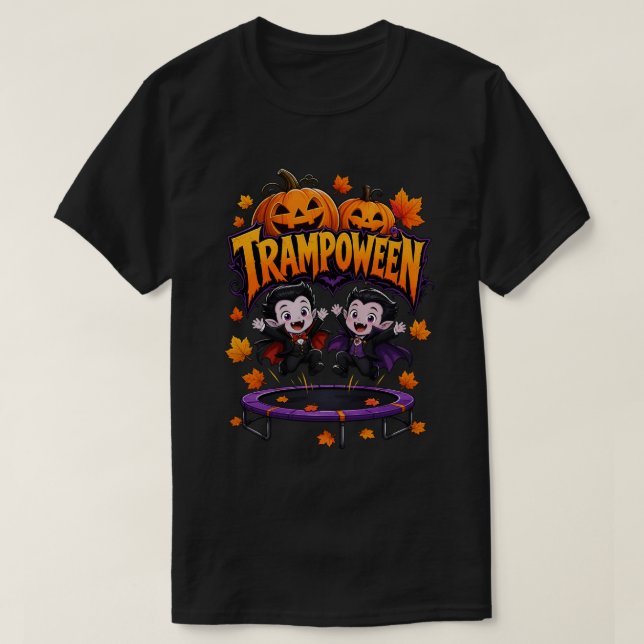 Trampoween Vampire Barn Halloween Trampolin T Shirt (Design framsida)