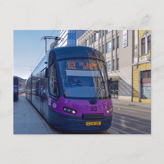 Tramway Street Car Rumänien Postcross Vykort (Framsida)