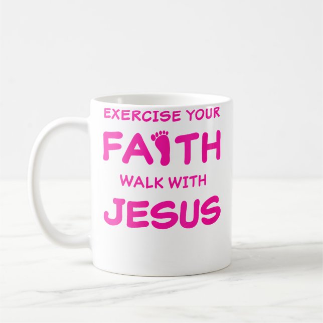 Träna din tro Gå med Jesus Inspirerande C Kaffemugg (Vänster)