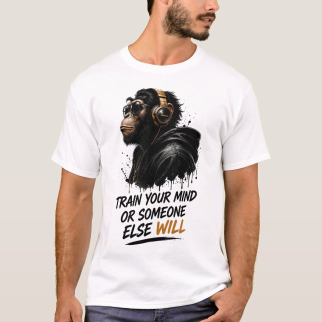 Träna Ditt Sinnes Chimpans T Shirt (Framsida)