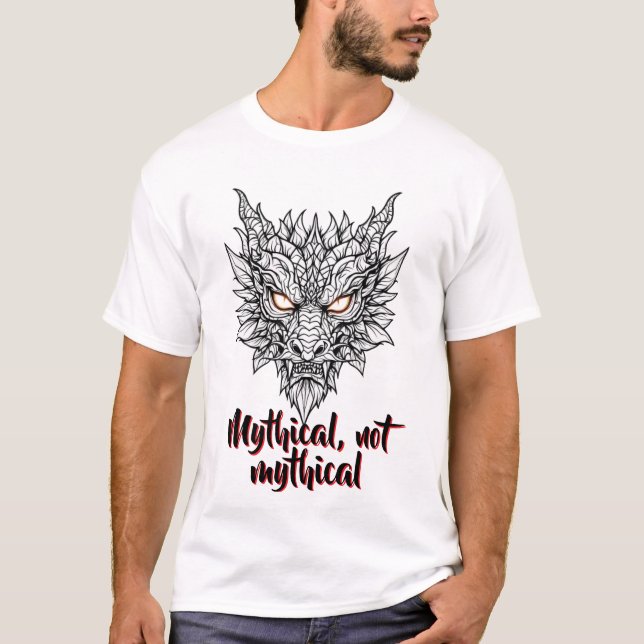 Träna Dragon Head Line Art T Shirt (Framsida)