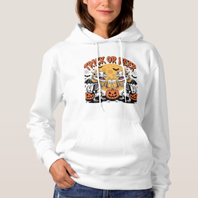 Träna eller Beer Skeleton Dragons Art T Shirt (Framsida)