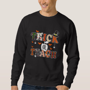 Träna eller tugga i cute Halloween Costume School Lång Ärmad Tröja