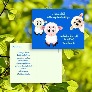 Träna ett barn Barnomsorg Lambs Bibelvers Vykort