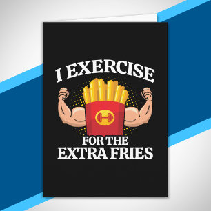 Träna Extra Pommes - Roligt Tränings Fitness Meme Kort