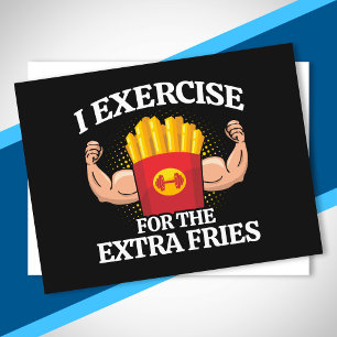 Träna Extra Pommes - Roligt Tränings Fitness Meme Vykort