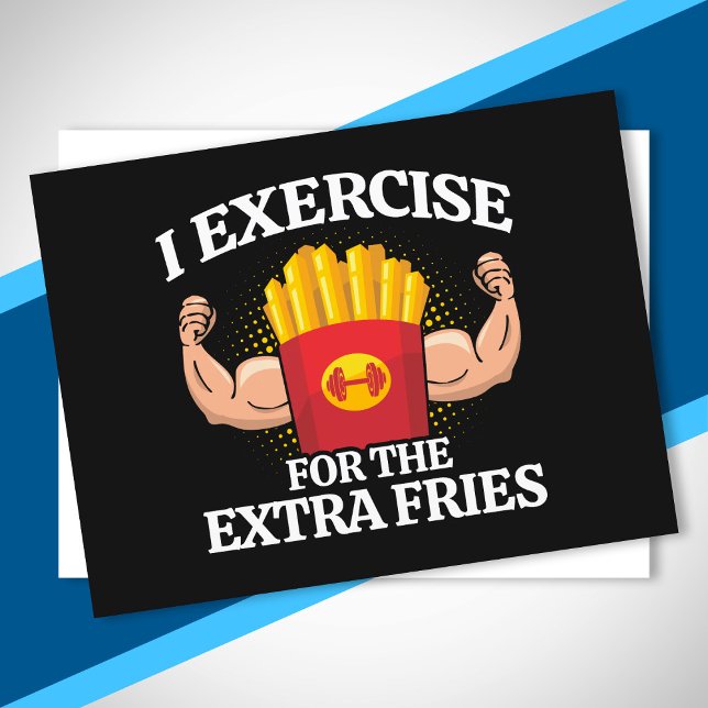 Träna Extra Pommes - Roligt Tränings Fitness Meme Vykort (Skapare uppladdad)