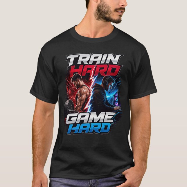 Träna hårt, spela hårt: Högkontrast dynamisk delad T Shirt (Framsida)