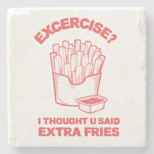 Träna Jag trodde du sa extra pommes frites - pomme Stenunderlägg (Framsidan)