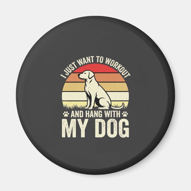 Träna Med Min Hund Retro Solnedgång Magnet (Framsidan)