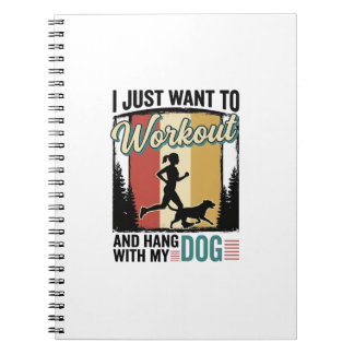 Träna Med Min Hund Vintage Löpning T-Shirt Design_ Anteckningsbok